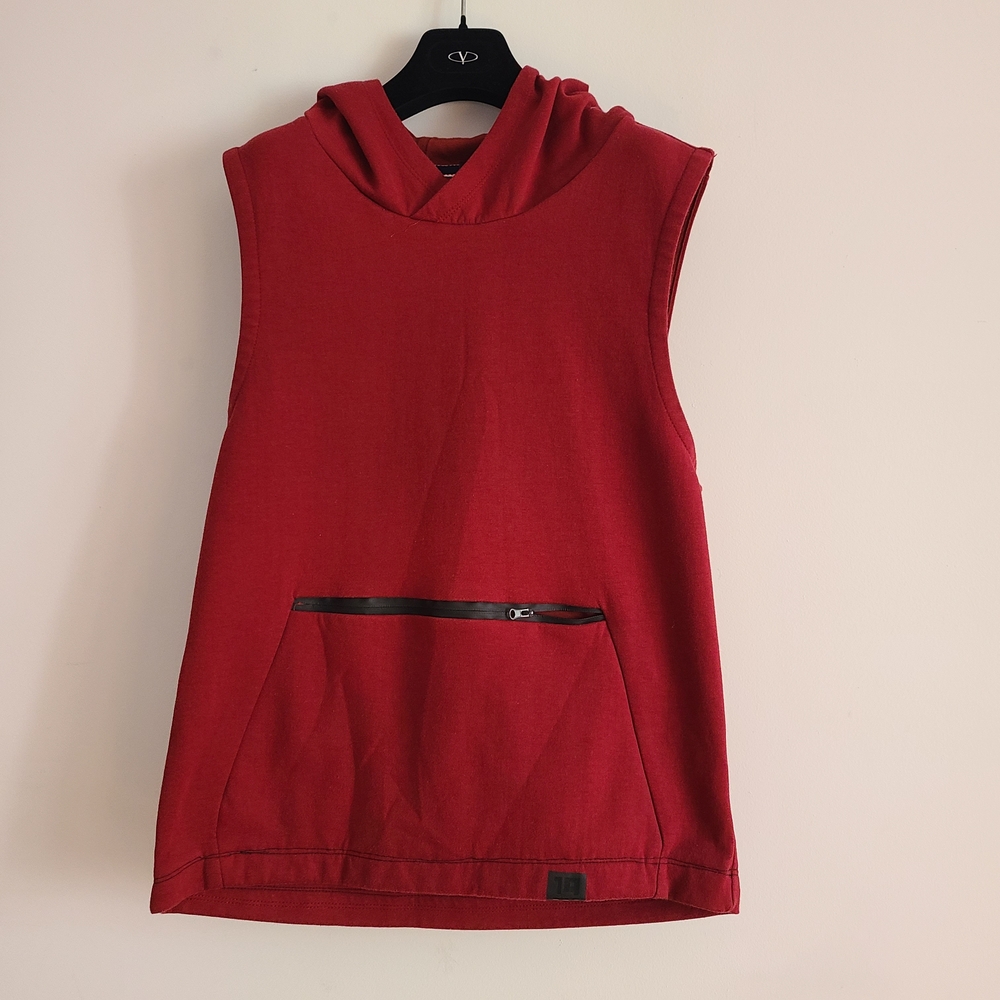 Unisex Sleeveless Hoodie with Front Pocket Size S